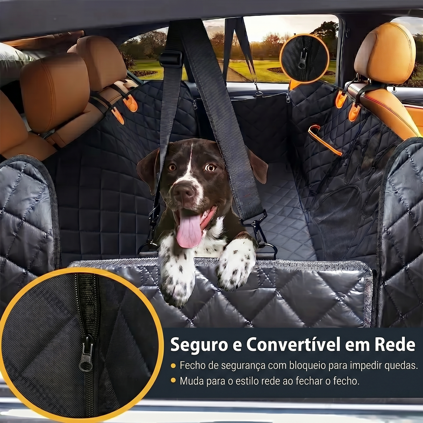 Capa protetora PawRide com fecho de segurança e formato convertível em rede